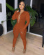 SC Sexy Long Sleeve Hollow Out Chain Slim Jumpsuit YD-8551