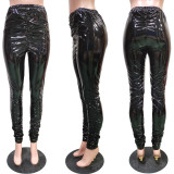 SC Bright Stretch PU Leather Stacked Pants BGN-220