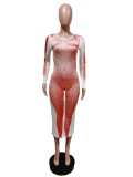 SC Sexy Printed Long Sleeve Slim Midi Dress MEM-88405