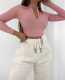 SC Solid Long Sleeve Zipper Crop Top JZHF-8007