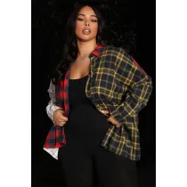 SC Plaid Patchwork Long Sleeve Shirt Top ASL-6533