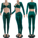 SC Sexy Velour Long Sleeve Two Piece Pants Set JZHF-8092