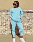 SC Solid Long Sleeve Casual Two Piece Pants Set BGN-222