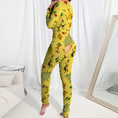 SC Cartoon Print Open Crotch Sleepwear With Butt Flap Onesies YNB-7240