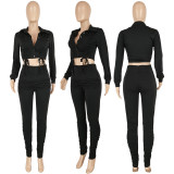 SC Solid Long Sleeve Drawstring Ruched Two Piece Sets FENF-203