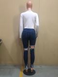 SC Plus Size Denim Ripped Hole Skinny Jeans Pants OD-8458