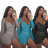 SC Sexy Long Cloak+Sling Romper Two Piece Sets NYMF-250