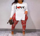 SC Plus Size Plaid Print Long Sleeve Two Piece Sets SHA-86291