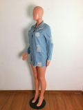 SC Denim Ripped Hole Full Sleeve Coat LX-3521