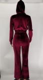 SC Velvet Hooded Zipper Coat And Pants 2 Piece Sets XMY-9341