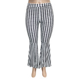 SC Plus Size Houndstooth Print Flared Pants ONY-5113