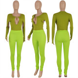SC Sexy Long Sleeve Hollow Top And Pants 2 Piece Sets FENF-205