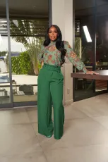 SC Solid High Waist Belted Wide Leg Pants MXDF-6071
