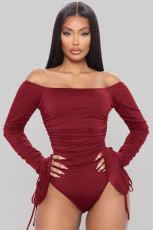 SC Sexy Ruched Off Shoulder Bodysuit MZ-2695