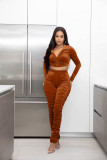 SC Solid Hooded Zipper Crop Top Stacked Pants 2 Piece Sets FSL-185