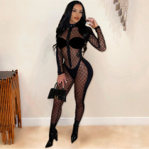 SC Sexy Mesh See Through Patchwork Jumpsuit(With Underpants)SH-390254