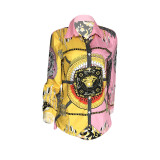 SC Plus Size Printed Long Sleeve Shirt (Without Belt)PIN-8646