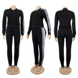 SC Fashion Splice Solid Color Zipper Long Sleeve Top And Pants Casual Sports Set SFY-165