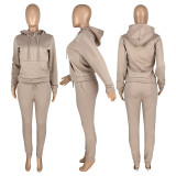 SC Solid Plush Hoodie Top And Pants 2 Piece Suits CH-8197