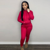 SC Solid Plush Hoodie Top And Pants 2 Piece Suits CH-8197