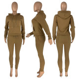 SC Solid Plush Hoodie Top And Pants 2 Piece Suits CH-8197