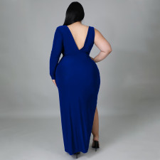 SC Plus Size Sexy One Shoulder Hollow Maxi Dress NNWF-7424