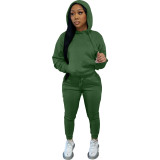 SC Casual Solid Plush Hoodie 2 Piece Pants Set FSL-F175