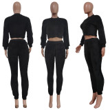 SC Solid Plush Long Sleeve Two Piece Sets TR-1191