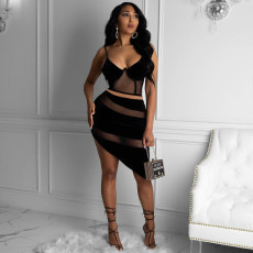 SC Sexy Mesh See Through Irregular Nightclub Skirt Sets NYMF-254