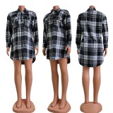 SC Plaid Long Sleeve Loose Shirt Top CY-6586