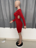 SC Solid Sexy Backless Long Sleeve Ruched Mini Dress YSYF-7540