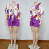 SC Plus Size Printed Tie-Up Top+Shorts 2 Piece Sets NNWF-7081