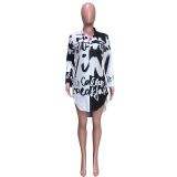 SC Plus Size Printed Long Sleeve Irregular Shirt ORY-5089-1