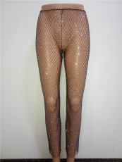 SC Sexy Rhinestone Fishnet Hollow Sashes Nightclub Pants (Without Underpants) BYCF-BY0012