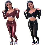 SC Casual Long Sleeve Reflective Strip 2 Piece Pants Set SH-390263