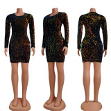 SC Sexy Sequin Long Sleeve Slim Mini Dress CY-6595
