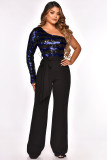 SC Sexy One Shoulder Sequin Patchwork Sashes Jumpsuit OSM-3331