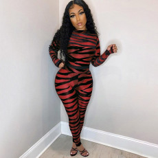 SC Sexy Mesh Printed See Through Long Sleeve Jumpsuit ME-8020