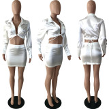 SC Sexy Long Sleeve Blouse Mini Skirt 2 Piece Sets YNSF-1686