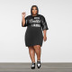 SC Plus Size Letter Print Patchwork Casual T Shirt Dress HNIF-011