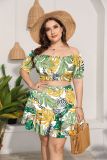 SC Plus Size Floral Print Crop Top Mini Skirt 2 Piece Sets HEJ-6104
