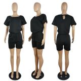 SC Solid Short Sleeve Casual Romper PIN-8667