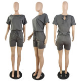 SC Solid Short Sleeve Casual Romper PIN-8667