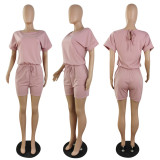 SC Solid Short Sleeve Casual Romper PIN-8667