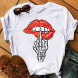 SC Lip Print O Neck Short Sleeve T Shirt BDF-T6005