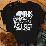 SC Valentine's Day Skull Print O Neck Casual T Shirt BDF-T6006