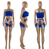SC Letter Print Tube Top And Shorts Two Piece Sets NYMF-CL201