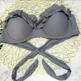 SC Sexy Pleated Bandeau Bikini Two Piece Sets CASF-8753