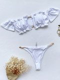 SC Solid Short Sleeve Beach Bikini 2 Piece Sets CASF-6180