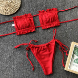 SC Sexy Solid Color Ruched Bikini 2 Piece Sets CSYZ-1977
